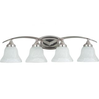 Brockton 4 light Brushed Nickel Wall/Bath Vanity with Satin Etched Glass Sea Gull Lighting Sconces & Vanities
