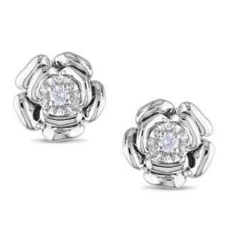 Miadora Sterling Silver Diamond Accent Flower Earrings Miadora Diamond Earrings