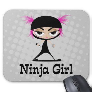 Kawaii cute Pink haired ninja girl with pigtails Mousepads