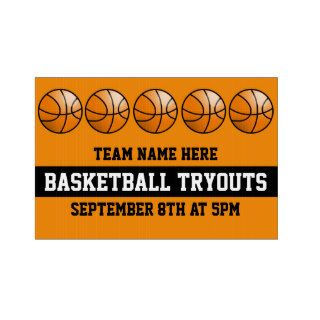Basketball Tryouts Yard Sign