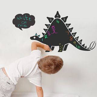 chalkboard dinosaur with numbers wall sticker by snuggledust studios