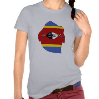 Swaziland flag map t shirts