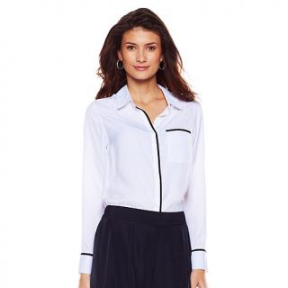 G by Giuliana Rancic Contrast Placket Blouse