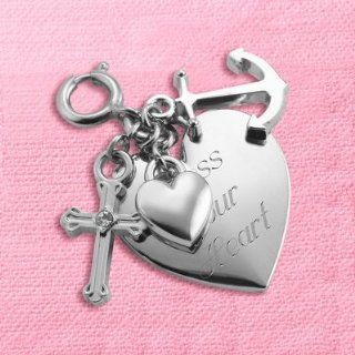 Personalized Cross, Anchor and Heart Charm Jewelry