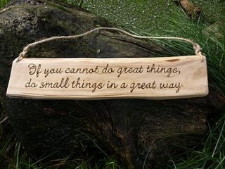 natural wooden sign with inspirational wording by seagirl and magpie