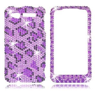 Talon Full Diamond Bling Cell Phone Case Cover Shell for HTC ADR6325 Merge (Leopard  Purple)   US Cellular Cell Phones & Accessories