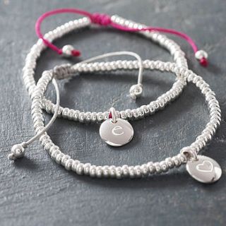 personalised silver bead friendship bracelet by lily belle