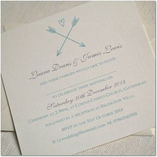 arrow and heart wedding invitations by beautiful day