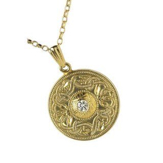 Large Celtic Warrior Pendant with Diamond   Made in Ireland (10k) Pendant Necklaces Jewelry