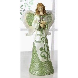 4 Luck of the "Irish Blessings" Religious Angel Figures Holding Pink Flowers   Holiday Figurines