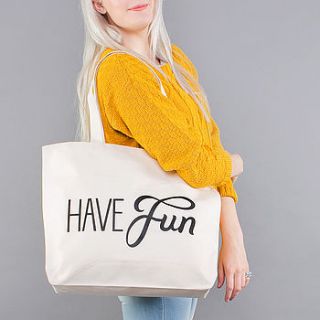 'have fun' big canvas bag by alphabet bags