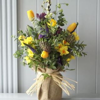 country waft   hessian jam jar & posy by the artisan dried flower company