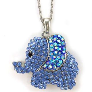 Adorable Blue AB Elephant Animal Pendant Necklace Charm Animal Fashion Jewelry Jewelry
