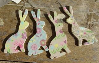 graphic floral hanging rabbit decoration by boxwood