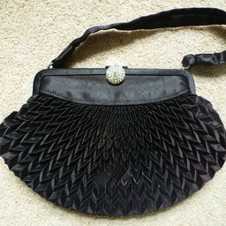 vintage black satin evening bag by ava mae designs