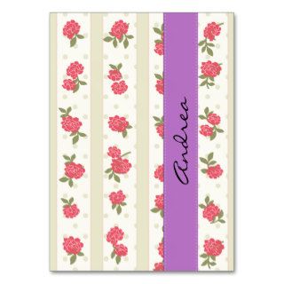 Chic Stripes Dots Roses Beige Red Green Purple Business Card