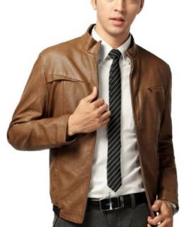 Men's Autumn Jacket Leather Jacket Soft Simple Male Coat at  Mens Clothing store