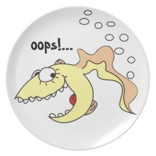 Cartoon Fish Fart Joke Plate