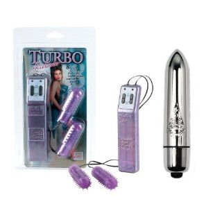 Turbo 8 Accelorator Double Bullets With Removable Ticklers 2.2 Inch Purple With New High Intensity Silver Bullet Vibrator Health & Personal Care
