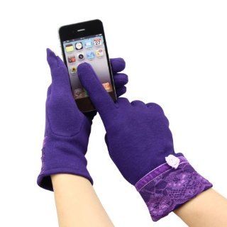 Hoter Warm Winter Combed Cotton Lace Flower Ladies' Touch Screen Gloves, Gift Idea   Purple Computers & Accessories