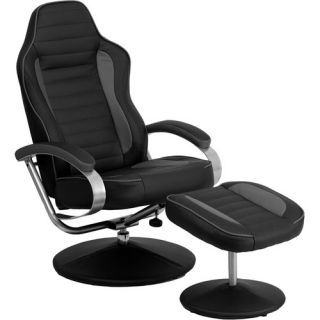 Racing Style Vinyl Recliner and Ottoman