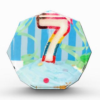 Birthday cupcake with the number seven candle acrylic award