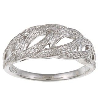 Sterling Silver Braided Diamond Accent Ring Diamond Rings