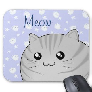 Cute Kawaii grey tabby kitty cat Mouse Pad