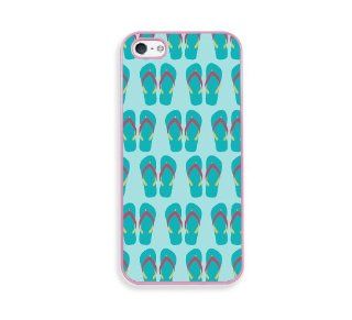 Aqua Flip Flops Pattern Summer Pink Silicon Bumper iPhone 5 Case   Fits iPhone 5 Cell Phones & Accessories