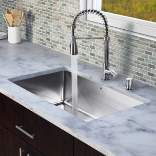Vigo 30 x 19 Single Bowl Kitchen Sink with Sprayer Faucet