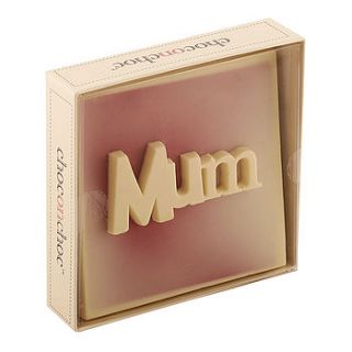 'mum' white chocolate bar by chocolate on chocolate