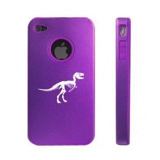 Apple iPhone 4 4S 4G Purple DD134 Aluminum & Silicone Case Dinosaur Fossil Cell Phones & Accessories