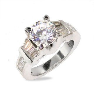 Glamorous Celebrity Style Sterling Silver CZ Engagement Ring Eve's Addiction Jewelry