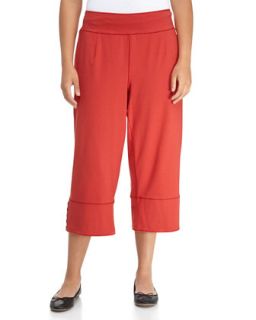 Jersey Button Ankle Pants, Daytripper Red, Womens