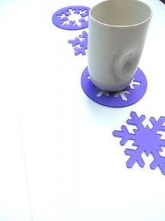 set of four angled snowflake coasters by rachel mck