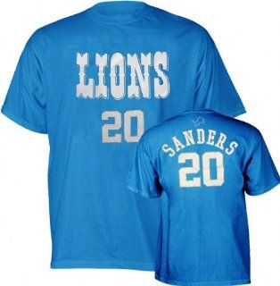 Barry Sanders Blue Reebok Name and Number Detroit Lions T Shirt   X Large  Sports & Outdoors