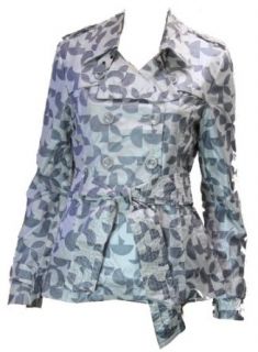 Nicole Benisti   Women's Silver and White Geometric Raincoat (Lrg) Outerwear