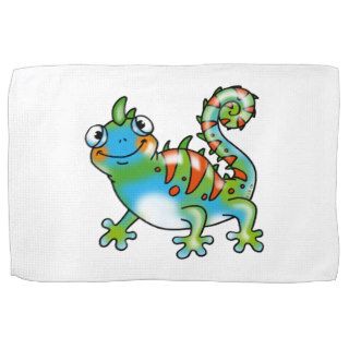Colorful funny lizard hand towels