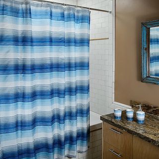 Stripe Shower Curtain and Bath Accessory 16 piece Set Bathroom Accessory Sets