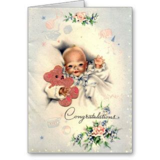 Vintage Congratulations new baby girl. Greeting Card