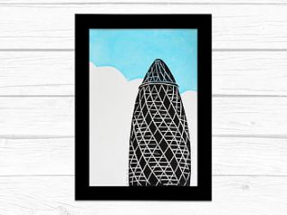 the gherkin lino print by knockout