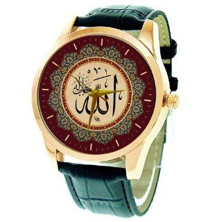 The Name of Allah   Important Large Format 44 mm Islamic Calligraphy Art Solid Brass Wrist Watch at  Women's Watch store.
