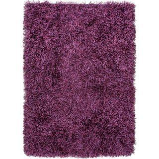 Handwoven Shags Solid pattern Pink/ Purple Textured Rug (2 X 3)
