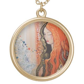 Ginger Lady Elegant Pendant Necklace Art Nouveau