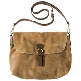 Merona Genuine Leather Crossbody Handbag with Removable Strap   Tan
