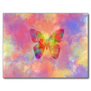 Whimsical Abstract Butterfly Rainbow Watercolor Postcards