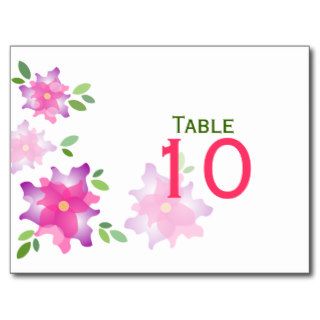 Stylized Azaleas Pink Table Number Postcard