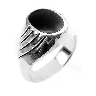 Mens Sterling Silver Oval Black Onyx Inlay Ring Size 13(Sizes 9, 10, 13) Bands Jewelry