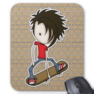 Cute Cartoon Skateboarder Teenage Boy Mousepads