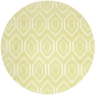 Safavieh Hand woven Moroccan Dhurrie Green Wool Rug (6' Round) Safavieh Round/Oval/Square